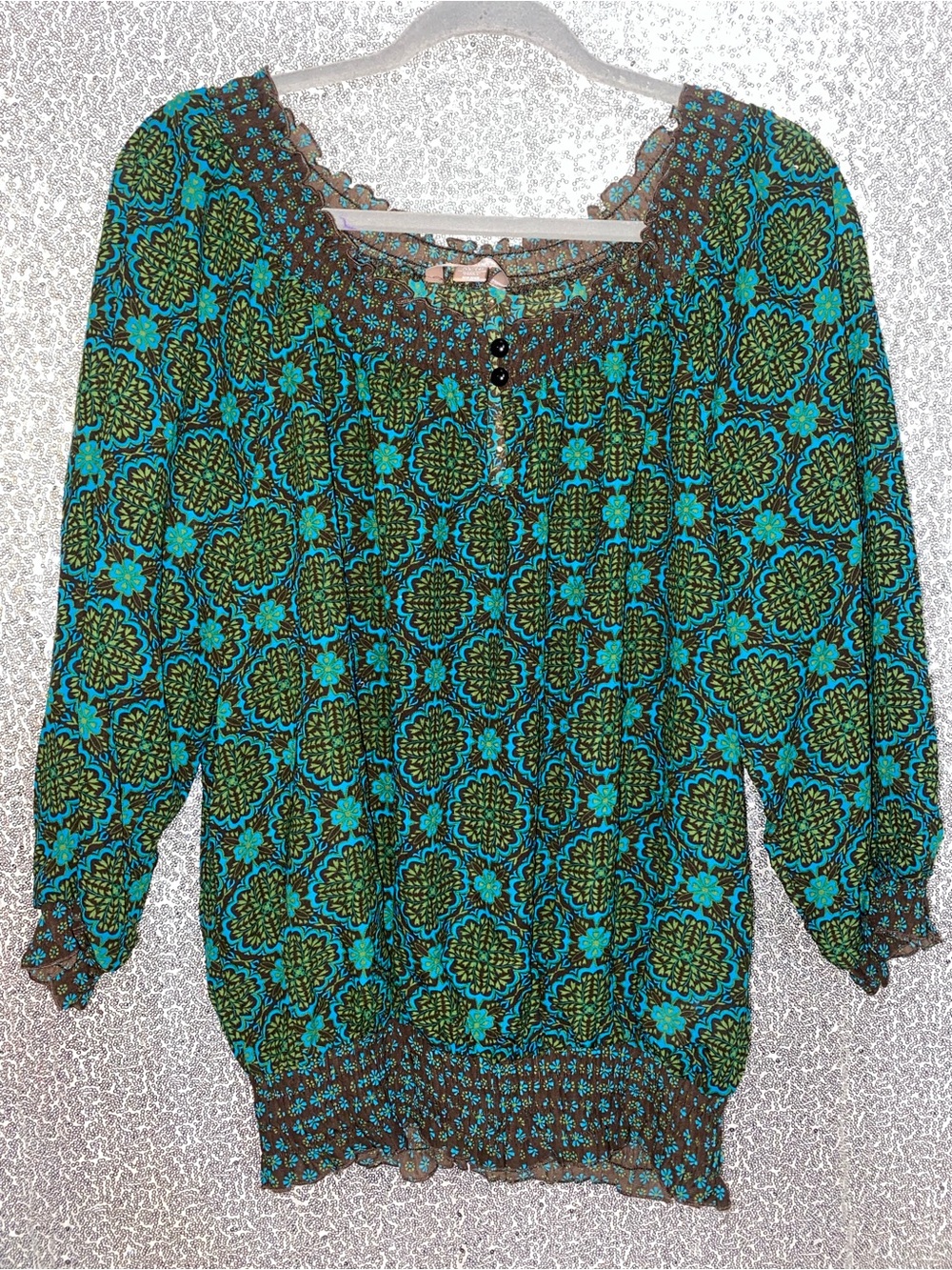 White stag extra large Boho/peasant, beautiful Green/teal/brown design - Picture 2 of 6
